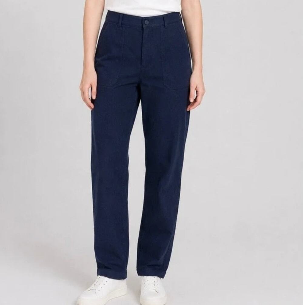 G/FORE Cotton Twill High Rise Straight Tapered Leg Trouser Navy Blue Women's 6